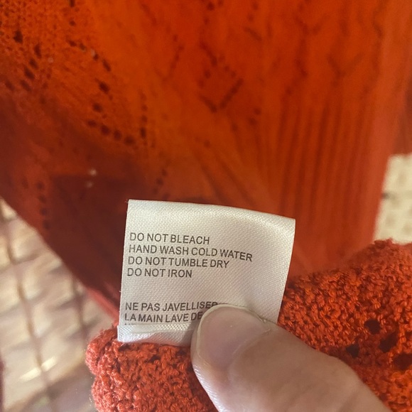 Valenti Large Orange/Coral Knit 1/2 Sleeve Cardigan EUC - Picture 7 of 7